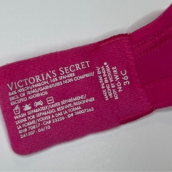 Victoria’s Secret 36C Wireless Bra No-wire Super Soft Bow Pink Thick Straps - Picture 3 of 3